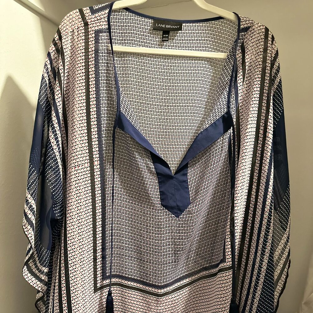 Lane Bryant Blue and White Tunic Size 18/20